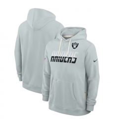 Men Las Vegas Raiders Silver Sideline Standard Issue Top Prospect Dri FIT Hoodie