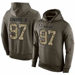 NFL Nike Oakland Raiders 97 Mario Edwards Jr Green Salute To Service Mens Pullover Hoodie