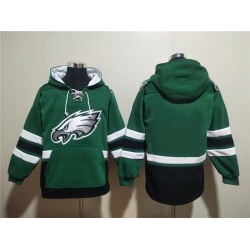 Men Philadelphia Eagles Blank Green Lace Up Pullover Hoodie