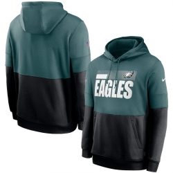 Men Philadelphia Eagles Nike Sideline Impact Lockup Performance Pullover Hoodie Midnight Green Black