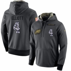 NFL Mens Nike Philadelphia Eagles 4 Jake Elliott Stitched Black Anthracite Salute to Service Player Performance Hoodie