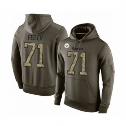 Football Mens Pittsburgh Steelers 71 Matt Feiler Green Salute To Service Pullover Hoodie