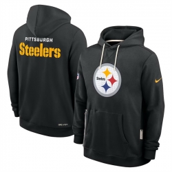 Men Pittsburgh Steelers Black Sideline Standard Issue Initial Home Dri FIT Pullover Hoodie
