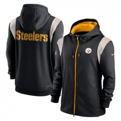 Men Pittsburgh Steelers Black Zipper Hoodie