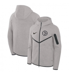 Men Pittsburgh Steelers Grey Tech Fleece Windrunner Full Zip Hoodie