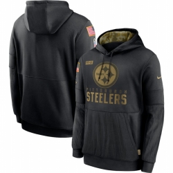 Men Pittsburgh Steelers Nike 2020 Salute to Service Sideline Performance Pullover Hoodie Black