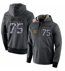 NFL Mens Nike Pittsburgh Steelers 75 Joe Greene Stitched Black Anthracite Salute to Service Player Performance Hoodie