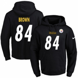 NFL Mens Nike Pittsburgh Steelers 84 Antonio Brown Black Name Number Pullover Hoodie