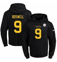 NFL Mens Nike Pittsburgh Steelers 9 Chris Boswell BlackGold No Name Number Pullover Hoodie