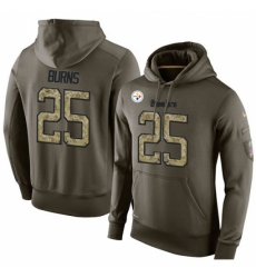 NFL Nike Pittsburgh Steelers 25 Artie Burns Green Salute To Service Mens Pullover Hoodie