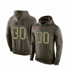 Football Mens San Francisco 49ers 30 Jeff Wilson Green Salute To Service Pullover Hoodie