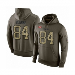 Football Mens San Francisco 49ers 84 Kendrick Bourne Green Salute To Service Pullover Hoodie