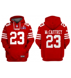 Men San Francisco 49ers 23 Christian McCaffrey Red Super Bowl LVIII Alternate Pullover Hoodie