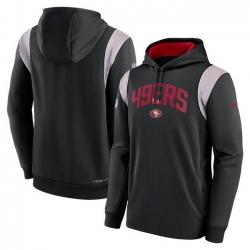 Men San Francisco 49ers Black Sideline Stack Performance Pullover Hoodie 001