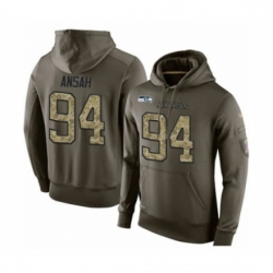 Football Mens Seattle Seahawks 94 Ezekiel Ansah Green Salute To Service Pullover Hoodie