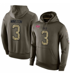 NFL Nike Tampa Bay Buccaneers 3 Jameis Winston Green Salute To Service Mens Pullover Hoodie