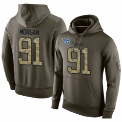 NFL Nike Tennessee Titans 91 Derrick Morgan Green Salute To Service Mens Pullover Hoodie