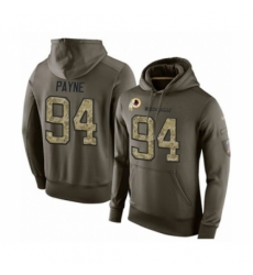 Football Mens Washington Redskins 94 DaRon Payne Green Salute To Service Pullover Hoodie