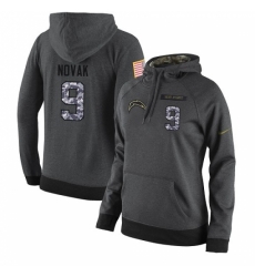 NFL Womens Nike Los Angeles Chargers 9 Nick Novak Stitched Black Anthracite Salute to Service Player Performance Hoodie