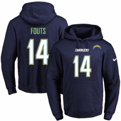 NFL Mens Nike Los Angeles Chargers 14 Dan Fouts Navy Blue Name Number Pullover Hoodie