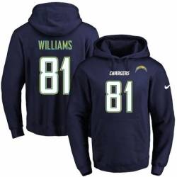 NFL Mens Nike Los Angeles Chargers 81 Mike Williams Navy Blue Name Number Pullover Hoodie