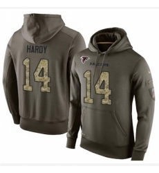 NFL Nike Atlanta Falcons 14 Justin Hardy Green Salute To Service Mens Pullover Hoodie