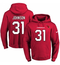 NFL Men Nike Arizona Cardinals 31 David Johnson Red Name Number Pullover Hoodie