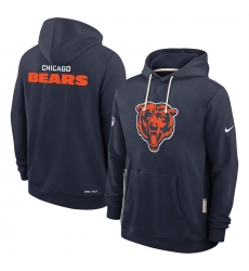 Men Chicago Bears Navy Sideline Standard Issue Initial Home Dri FIT Pullover Hoodie