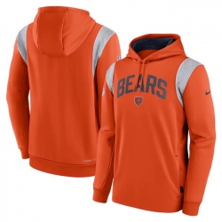 Men Chicago Bears Orange Sideline Stack Performance Pullover Hoodie 001