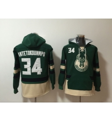 Men's Milwaukee Bucks #34 Giannis Antetokounmpo Green Hoodie