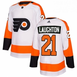 Mens Adidas Philadelphia Flyers 21 Scott Laughton Authentic White Away NHL Jersey 