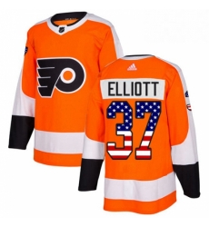 Mens Adidas Philadelphia Flyers 37 Brian Elliott Authentic Orange USA Flag Fashion NHL Jersey 