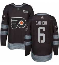 Mens Adidas Philadelphia Flyers 6 Travis Sanheim Premier Black 1917 2017 100th Anniversary NHL Jersey 