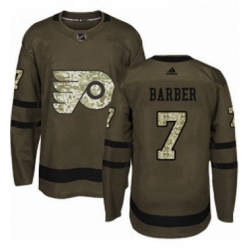 Mens Adidas Philadelphia Flyers 7 Bill Barber Authentic Green Salute to Service NHL Jersey 