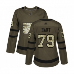 Women Philadelphia Flyers #79 Carter Hart Authentic Green Salute to Service Hockey Jersey