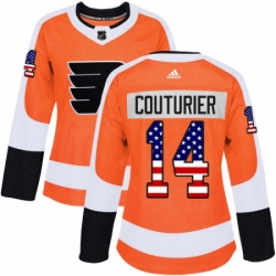 Womens Adidas Philadelphia Flyers 14 Sean Couturier Authentic Orange USA Flag Fashion NHL Jersey 