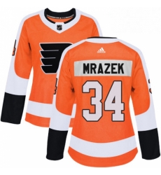 Womens Adidas Philadelphia Flyers 34 Petr Mrazek Premier Orange Home NHL Jersey 