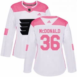 Womens Adidas Philadelphia Flyers 36 Colin McDonald Authentic WhitePink Fashion NHL Jersey 