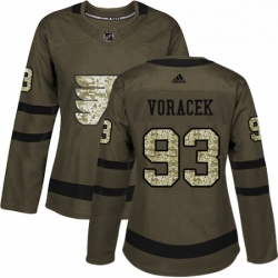 Womens Adidas Philadelphia Flyers 93 Jakub Voracek Authentic Green Salute to Service NHL Jersey 