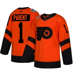 Youth Adidas Philadelphia Flyers 1 Bernie Parent Orange Authentic 2019 Stadium Series Stitched NHL Jersey 