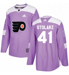 Youth Adidas Philadelphia Flyers 41 Anthony Stolarz Authentic Purple Fights Cancer Practice NHL Jersey 