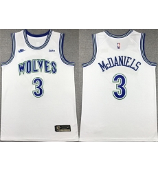 Men Minnesota Timberwolves 3 Jaden McDaniels White City Edition Stitched Jersey