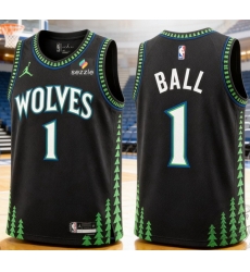 Men Minnesota Timberwolves LaMelo Ball #1 Black Forest Stitched NBA Jersey Men Minnesota Timberwolves LaMelo Ball #1 Black Forest Stitched NBA Jersey