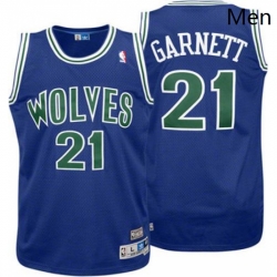 Mens Adidas Minnesota Timberwolves 21 Kevin Garnett Authentic Blue Throwback NBA Jersey