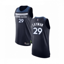 Mens Minnesota Timberwolves 29 Jake Layman Authentic Navy Blue Basketball Jersey Icon Edition 