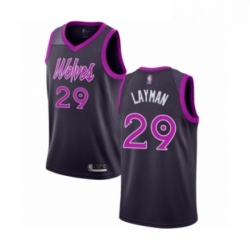 Mens Minnesota Timberwolves 29 Jake Layman Authentic Purple Basketball Jersey City Edition 