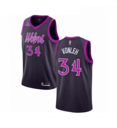 Mens Minnesota Timberwolves 34 Noah Vonleh Authentic Purple Basketball Jersey City Edition 