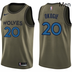 Mens Nike Minnesota Timberwolves 20 Josh Okogie Swingman Green Salute to Service NBA Jersey 