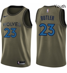 Youth Nike Minnesota Timberwolves 23 Jimmy Butler Swingman Green Salute to Service NBA Jersey 