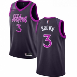 Youth Nike Minnesota Timberwolves 3 Anthony Brown Swingman Purple NBA Jersey City Edition 